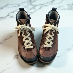 Remonte Brown and Black Lace-Up Ankle Boots
